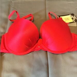 Elegant 34C Red Women's Plunge Push Up Bra